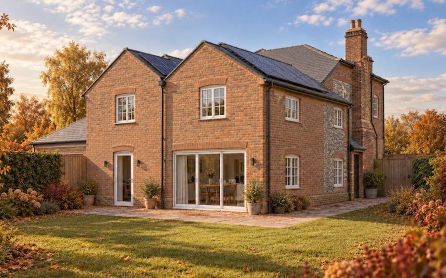 Visual of a brick character home with a new two-storey side and rear extension